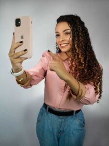 Pink Long-Sleeve Top and Jeans