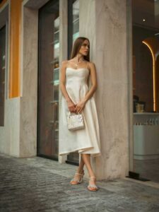 Satin Slip Dress  Strappy Heels