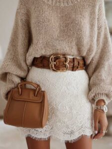 Slip Skirt + Cozy Sweater Soft Girl Outfits