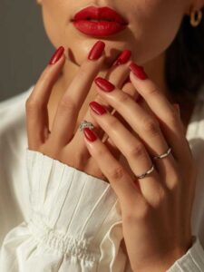 Checkerboard-Red-Accent-Nail