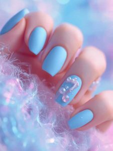 Matte Pastel Blue Nails