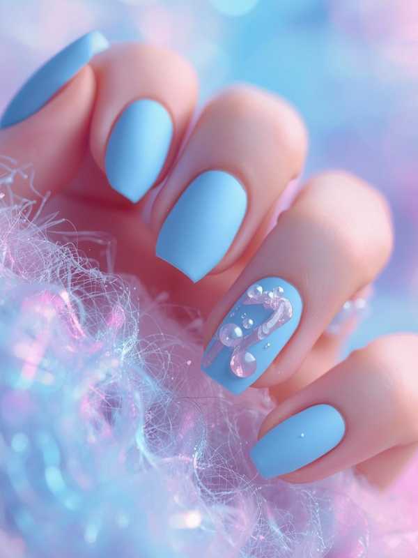 Matte Pastel Blue Nails
